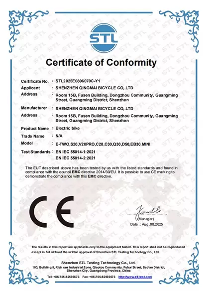 CE-EMC Certificate